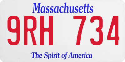 MA license plate 9RH734