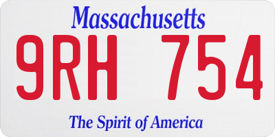 MA license plate 9RH754