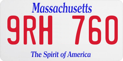 MA license plate 9RH760