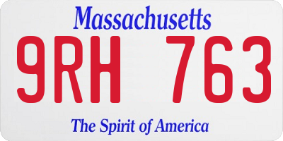 MA license plate 9RH763