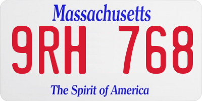 MA license plate 9RH768