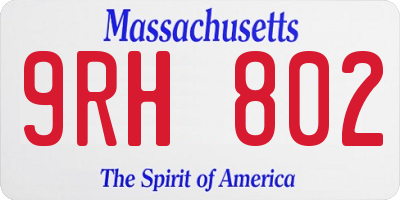 MA license plate 9RH802