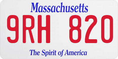 MA license plate 9RH820
