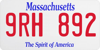 MA license plate 9RH892