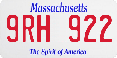 MA license plate 9RH922