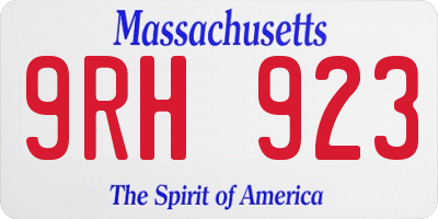 MA license plate 9RH923