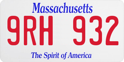 MA license plate 9RH932