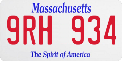 MA license plate 9RH934