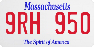 MA license plate 9RH950