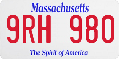 MA license plate 9RH980