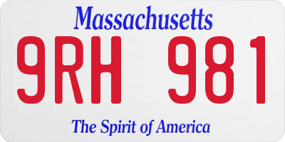 MA license plate 9RH981