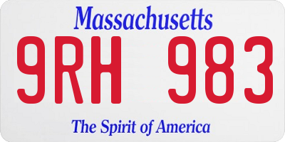 MA license plate 9RH983