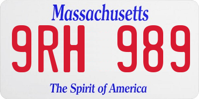 MA license plate 9RH989