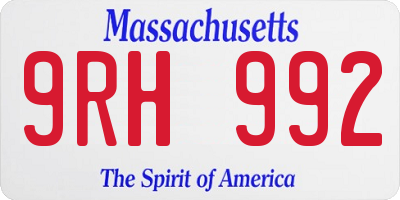 MA license plate 9RH992
