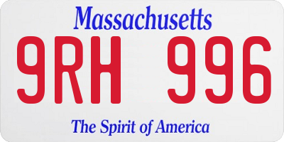 MA license plate 9RH996
