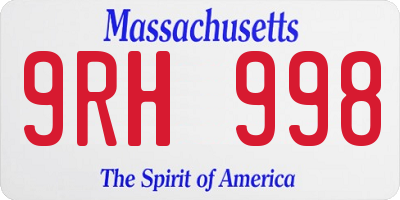 MA license plate 9RH998