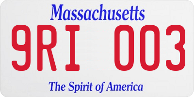MA license plate 9RI003