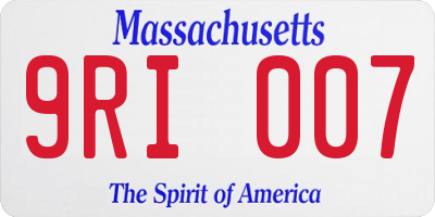MA license plate 9RI007