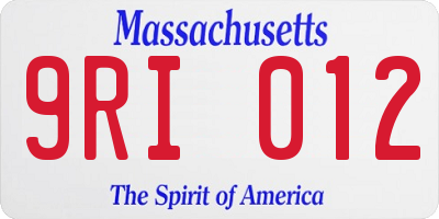 MA license plate 9RI012