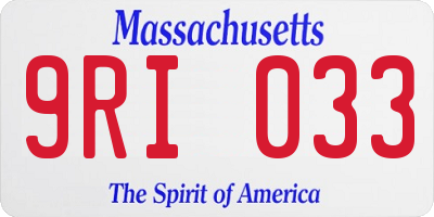 MA license plate 9RI033