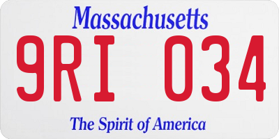 MA license plate 9RI034
