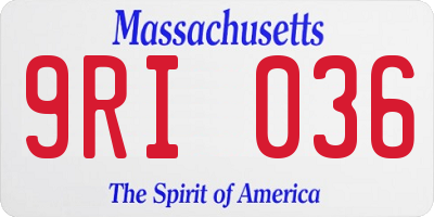 MA license plate 9RI036