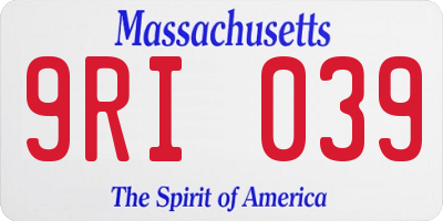 MA license plate 9RI039