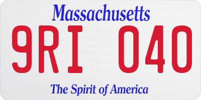 MA license plate 9RI040