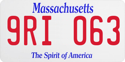 MA license plate 9RI063