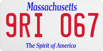 MA license plate 9RI067