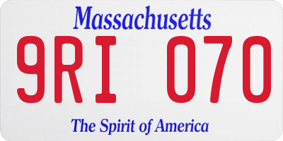 MA license plate 9RI070