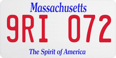 MA license plate 9RI072