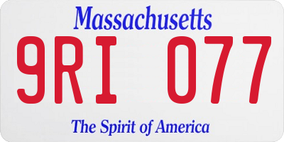 MA license plate 9RI077