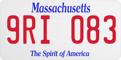 MA license plate 9RI083