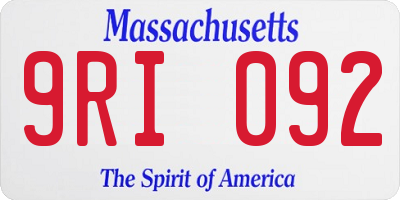 MA license plate 9RI092
