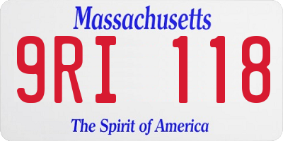 MA license plate 9RI118