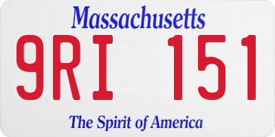 MA license plate 9RI151