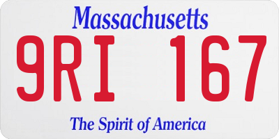 MA license plate 9RI167