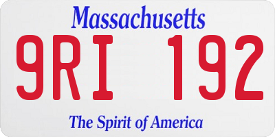 MA license plate 9RI192
