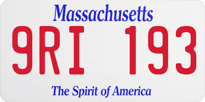 MA license plate 9RI193
