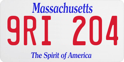 MA license plate 9RI204