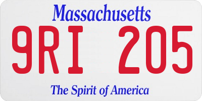MA license plate 9RI205