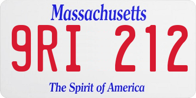 MA license plate 9RI212