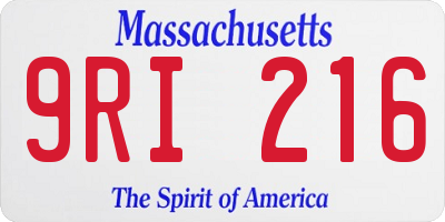 MA license plate 9RI216