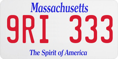 MA license plate 9RI333