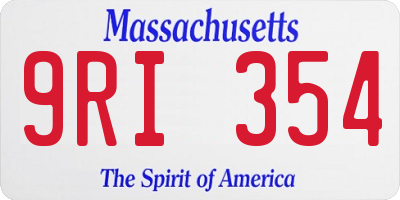 MA license plate 9RI354