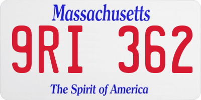 MA license plate 9RI362