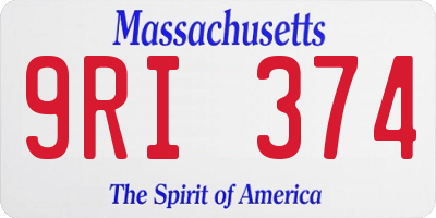 MA license plate 9RI374