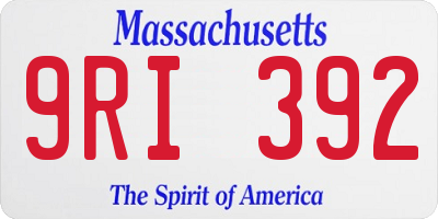 MA license plate 9RI392