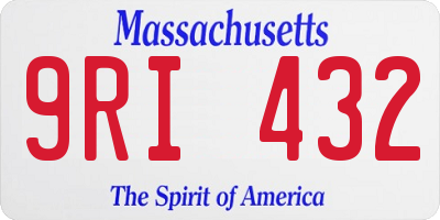 MA license plate 9RI432
